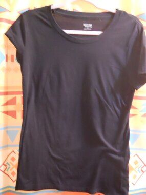 Mossimo M cotton poly black cap sleeve top